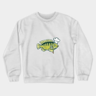 illustration of a fish wearing a chef's hat and holding a spatula Crewneck Sweatshirt